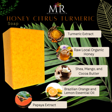 Load image into Gallery viewer, Honey Citrus Turmeric Brightening Sugar Scrub + Soap Duo
